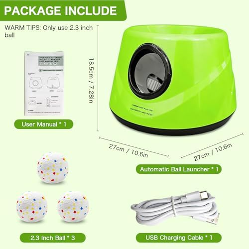 Dog Ball Launcher, Automatic ball launcher for dogs, Interactive dog toys for small and medium-sized dogs (indoor/outdoor) Includes 3 ETPU balls, Ball Launcher with 3 Adjustable Distance Settings