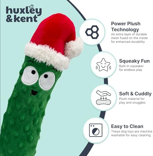 Huxley & Kent Funny Dog Toy w/Squeaker – Holiday Power Plush Squeaky Dog Toys for Small, Medium & Large Dogs – Soft Stuffed Animal for Indoor Play & Fetch - Fetchies® Dilly Claus, Large