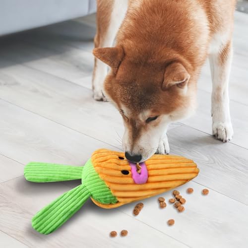 Andiker Dog Squeaky Toy, Cute Cabbage Shaped Detachable Puppy Plush Toy with Food-Leaking Design, Squeaker & Crinkle Paper, Interactive Dog Toy for Teething Chewing Playing (Orange)