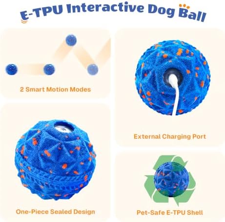 2 Pack Interactive Dog Ball, Automatic Rolling and Bouncing Toys, Blue