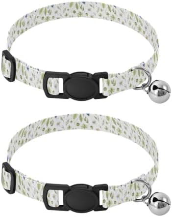 Wild Meadow Herbs White Cat Collars with Bell 2 Pack Puppy Collar Adjustable 10.6 to 17.1 Inches