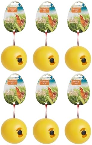 Lixit® Chicken Feeder Treat Ball Toy - Chicken Coop Peck Toy - Chick Slow Feeder and Enrichment Ball (Yellow, 6 Pack)