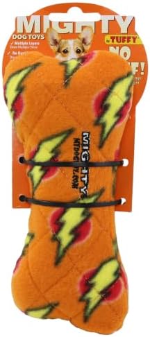 MIGHTY Tuffy Bone Dog Toy: Ultra Durable Plush Toy with Multiple Layers & Reinforced Seams, Washable and Floats, Vinyl Bone & Fleece