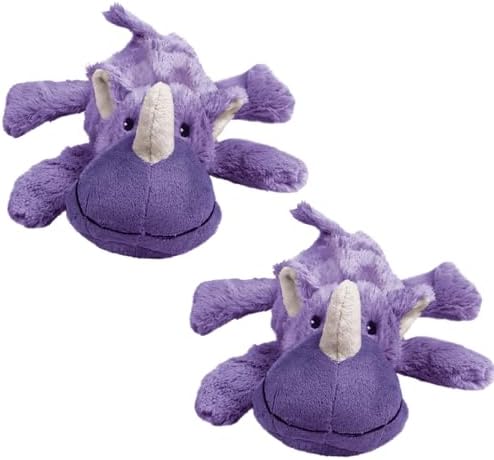 KONG Cozie Plush Dog Toys 2 Pack – Durable & Soft Squeaky Toys for Medium Dogs – Assorted Animal Characters (Rosie The Rhino)