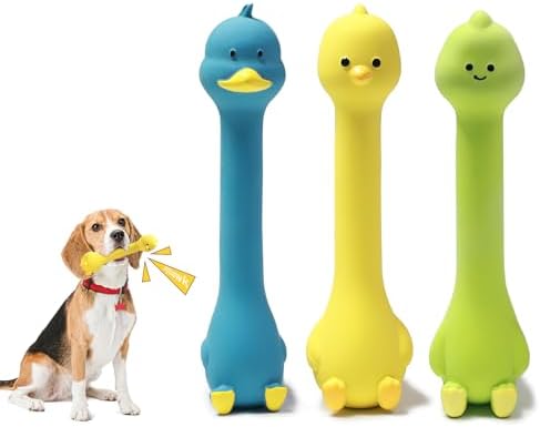 Latex Squeaky Dog Toys, 3 Pack Soft Rubber Dog Chew Toys, 8.7" Standing Stick Animal Pet Toy to Keep Them Busy, Interactive Fetch Squeak Toy for Puppy Small Medium Dogs