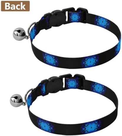 Skulls Blue Dog Collar with Bell 2 Pack Pet Collars Adjustable Length 10.6" to 17.1"