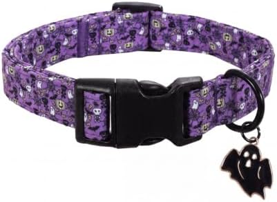 Halloween Dog Collar, Purple Puppy Collar for Medium Dogs, M