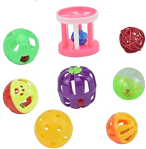 8pcs Bird Cat Ball Toy with Bell Parakeets Foraging Foot Talon Training Set