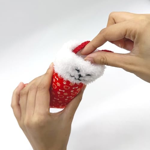 Christmas Stocking Nose-Work Plush Dog Toy, Durable Soft Squeaky with Hidden Treat Pocket, Crinkle Paper Sound, Hangable Design for Small, Medium & Large Dogs