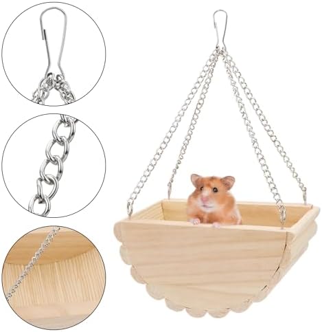 Hypeety Wooden Hamster Swing Toy for Dwarf Hamster Gerbil Rat Mouse Mice Small Animla Cage Perch Stand Toy