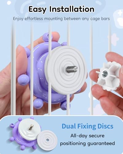 Pawfly Bird Toys for Parakeets, Colorful Spinning Wheel Chew Toy, Interactive Spinner Rattle Parrot Toys, Cockatiel Toy, Parakeet Toys, Bird Cage Accessories for Entertainment Chewing Exercise, Purple