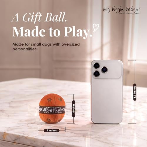 Dog Diggin Designs Hairmes Ball Plush Dog Toy – Fashion Inspired Squeaky Parody Ball Toy, Soft Luxury Style Interactive Pet Toy for Small Dogs and Puppies, Cute Plush Fetch Toy