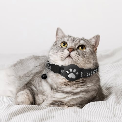 GPS Tracker Collar for Dogs/Cats, Rejustable Tractive GPS Cat Tracker with Real-Time Location, Fit for iOS and Android, Pet Tracker for Safety of Pets' Outdoor Activities (Black White)