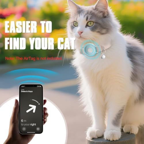 AirTag Cat Collar, Elastic Tracker Collar with Airtag Holder and Bell | Compatible with Apple Air Tag, Lightweight & Scratch Resistant, Adjustable Stepless GPS Pet Collar for Cats Kittens, Khaki