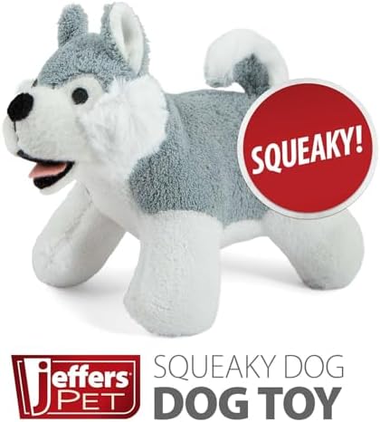 Jeffers Pet Animal Cuddlers Plush Squeaky Dog Toy, 8 in - Gray Husky