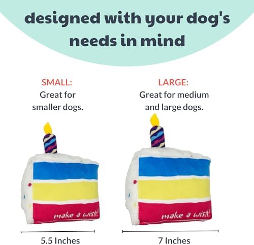 Huxley & Kent Power Plush Squeaky Dog Toy, Make a Wish Cake, Large