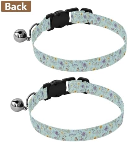 Watercolor Wildflowers Soft Cat Collar, 2 Pack Cat Collars with Bell