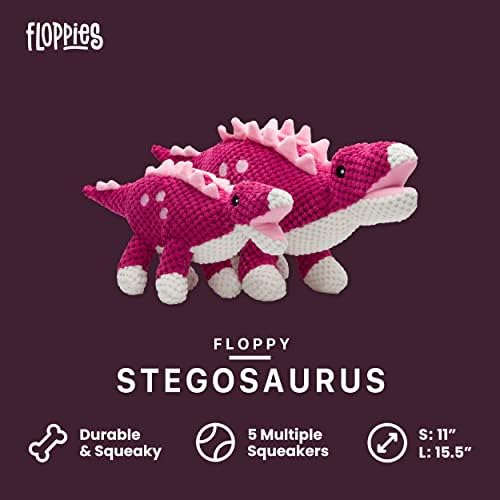 fabdog Floppies Plush Dog Toy - Cute & Durable Squeaky Dog Toys - Best Squeak Toy for Puppies and All Breeds | Ideal Pet Gift| Small Stegosaurus