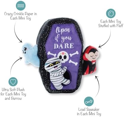 Fringe Studio Hide and Seek Burrow Plush Dog Toy, Sleep Tight, PetShop Collection (289232)
