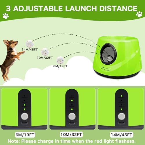 Automatic Dog Ball Launcher -Adjustable Distance Settings Dog Ball Thrower