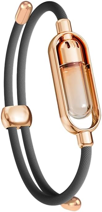 Essential Oil Diffuser Bracelet, Adjustable Wristband, Rose Gold, Manual Aromatherapy Jewelry,Perfume Bracelet,Aroma Therapy,Gift Set for Women Men Girls Mother's Day Christma.Black.