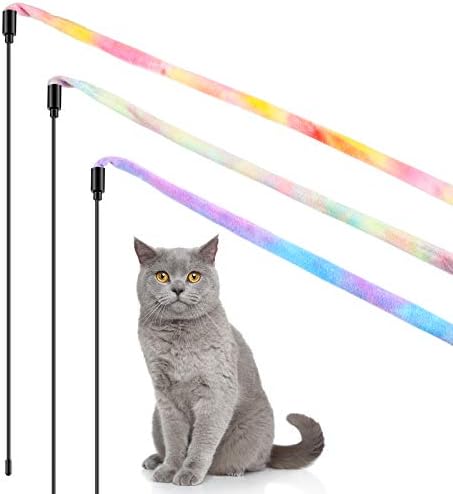 Sumind 3 Pieces Jungle Cat Wand Toys,Rainbow Color