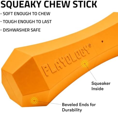 Playology Squeaky Chew Stick - Scented Dog Toy - Jumbo, Cheddar Scent