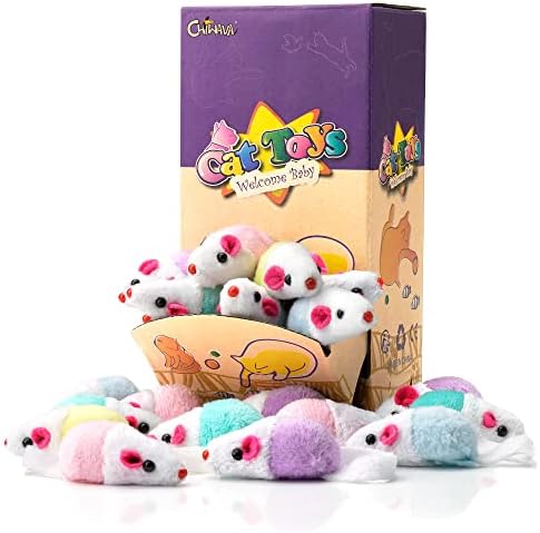CHIWAVA 36PCS 1.8'' Interactive Cat Toy Mice with Catnip Rattle Sound Mouse