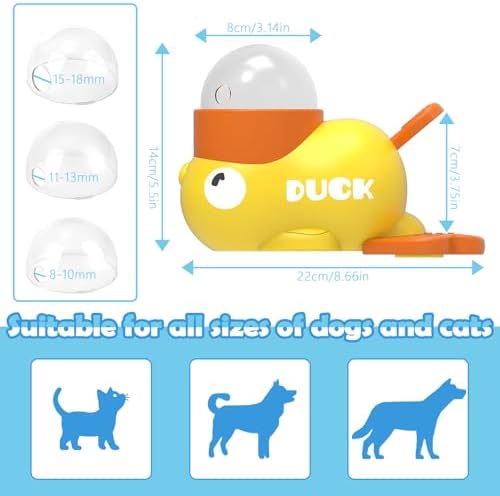 2 in 1 Dog Interactive Treat Dispenser Toy - Durable Food Puzzle Slow Feeder, Duck Shape Enrichment Toys with Button, Mentally Stimulating Toys for Dogs/Cats/Pets