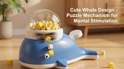 Duck-Shaped Interactive Slow Feeder for Cats & Dogs, Automatic Treat Dispenser Toy for Mental Stimulation and Anxiety Relief, Suitable for Small-Medium Pets (Little Whale Treat Dispenser)