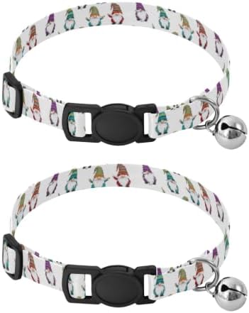 Gnomes Colorful Striped Adjustable Buckle Pet Collar 2 Pack Comfortable Cat Collar