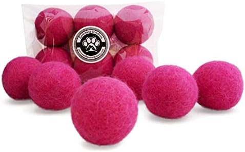Wool Cat Toys - Silent Felt Balls for Small Pet Fetch and Play - Eco Friendly Quiet Wool Ball Toy for Cats and Kittens - Choose Your Colors - 6PCS Pink