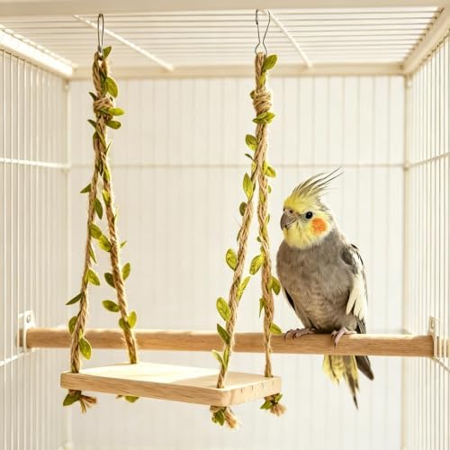 Hanging Bird Swing Bird-Toys Bird Cage Toys & Bird Perch Natural Wood
