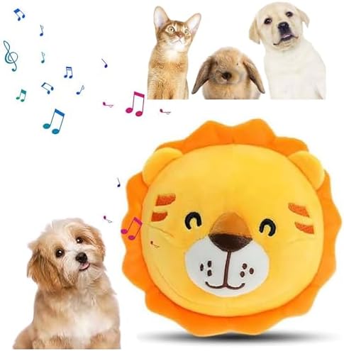 Active Moving Pet Plush Toy, 2026 Interactive Dog Toys Talking Moving Dog Ball Toy Washable Cartoon Pig Plush Sound Electronic Herding Ball for Dogs Shake Bounce Boredom Toys (Lion)