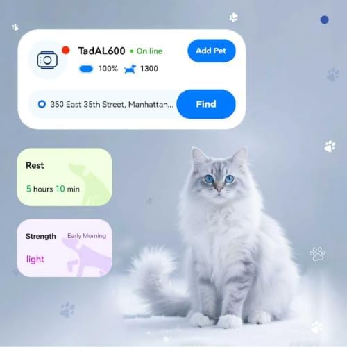 Pet Real Time GPS Tracker, Smart Dog Tracker GPS with 1 Month Subscription | IP65 Waterproof Pet Tracking Device Dogs Cats, Virtual Fence, Activity Monitoring, Long-Life Battery, Subscription Required