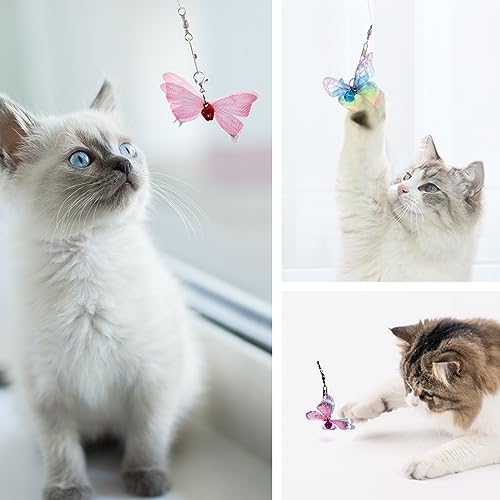 SONGWAY Cat Toy Wand Replacement - 10 Pieces Insect Butterfly Cat Toys, Cat Feather Toy Refills, Cat Teaser Wand Attachments, Interactive Cat Toys for Indoor Cats