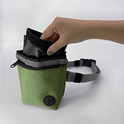 Dog Treat Pouch with Pet Training Clicker, Dog Training Treat Pouch Kit, Magnetic Closure, Hands-Free Training (Green)