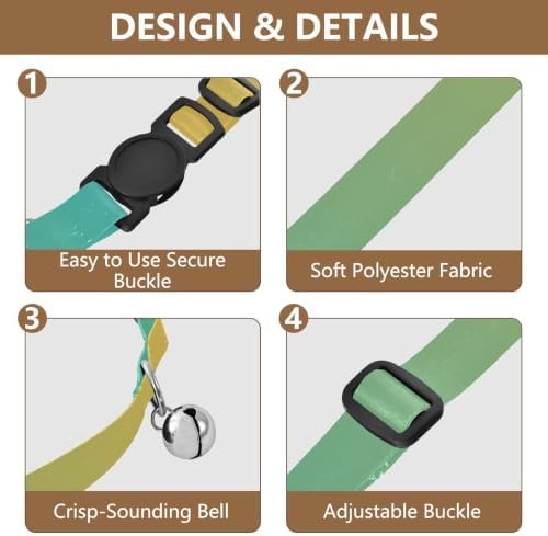 Turquoise Yellow Gradient Adjustable Buckle Pet Collars 2 Pack Soft Cat Collar