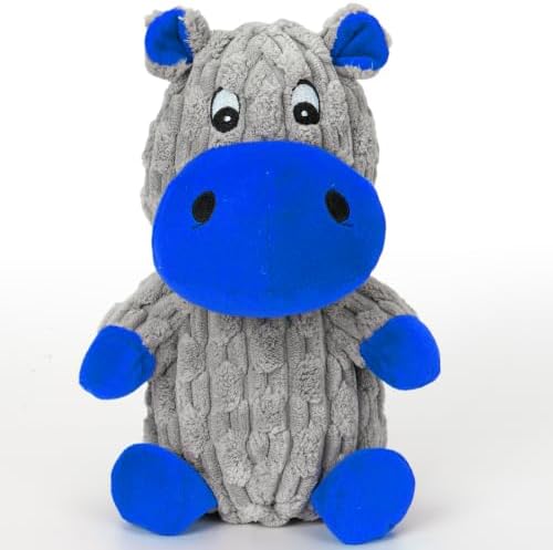 loncoldy Squeaky Dog Toys, Tough Stuffed Animals Hippo Chew Toy Blue