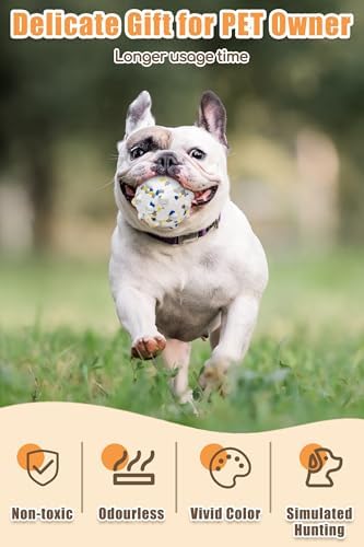 Moonorange 2.36'' Dog Balls for Dogs Aggressive Chewers Indestructible Tennis Durable Bouncy Interactive Dog Toy Balls for Fetch Game Floating Training(White Medium)