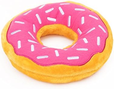 ZippyPaws - Jumbo Donutz - Strawberry - Interactive Pet Donut Toys for Dogs with Embroidered Sprinkles, Soft, No Stuffing, Durable Large Breed Dog & Puppy Toys with Squeaker