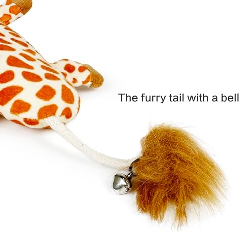TTcat Large 11.42 Inch Giraffe Silvervine Cat Kick Toy, Crinkle Plush Cat Chew Pillow Toy with Bell Tail, Interactive Kitten Teething Stuffed Toy for Biting, Wrestling & Playing.