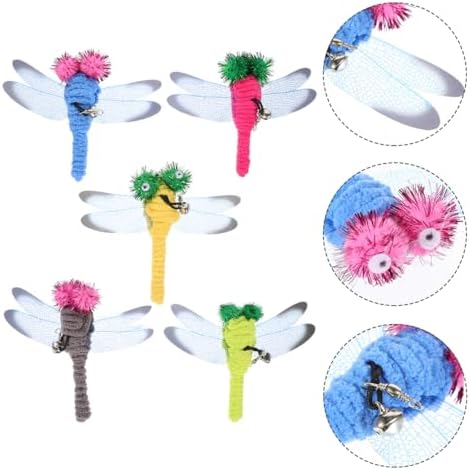 Toyvian 5 Pcs Replacement Dragonfly Heads for Interactive Cat Teaser Wand Toys Durable Plush Refill Kit for Engaging Indoor Kitten Play