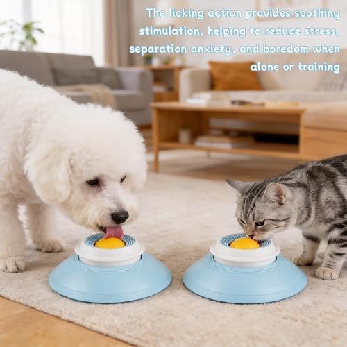 2026 New Dog Lick Ball, Slow Feeder Treat Dispenser, Non-Slip Interactive Enrichment Licking Toy for Dogs and Cats, Puzzle Food Dispensing Sphere (Yellow)