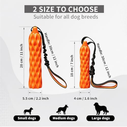 Floating Squeaky Dog Toy, Fetch Training Bumper with Reflective Rope Handle