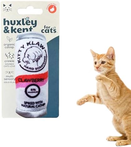Huxley & Kent Plush Crinkle Catnip Cat Toy, Kitty Klaw Clawberry