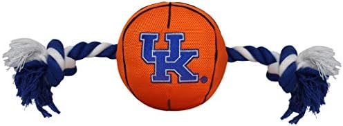 NCAA Kentucky Wildcats Basketball Rope Toy for Dogs & Cats. Tough Nylon, Sporty Basketball Design, Heavy-Duty Ropes with Inner Squeaker