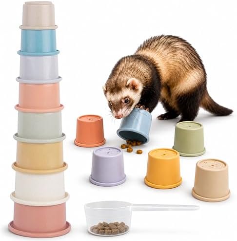 Ferret Enrichment Interactive Foraging Treat Cups, 8pcs Stacking Set