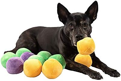Midlee Squeaky and Crinkley 3 1/2" Plush Dog Balls, Set of 8