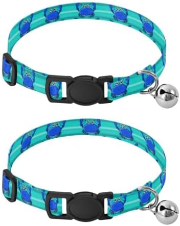Cute Crab Blue Adjustable Buckle Cat Collar 2 Pack Lightweight Small Dog Collar